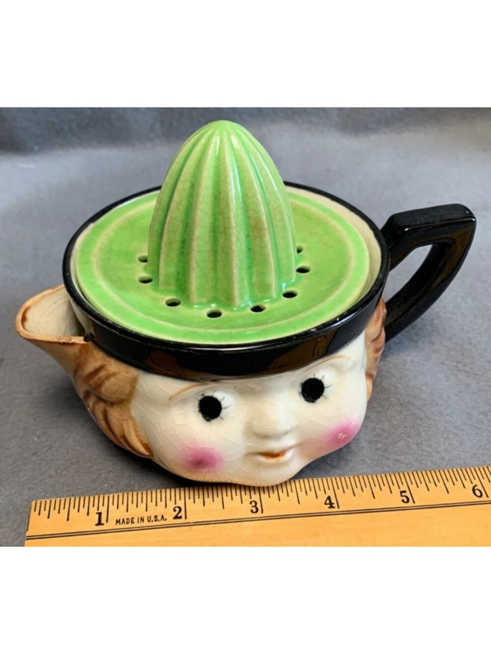 1950s Figural Girl Face Juicer/Reamer Handle Spout Maruto Moware - Picture 11 of 15